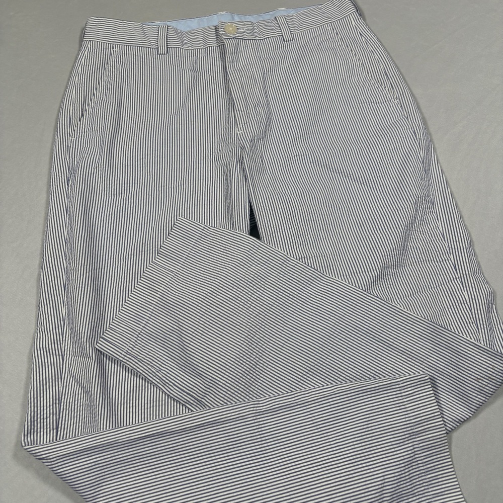 Brooks Brothers Pants Mens 32x30 346 Blue Seersucker Striped Cotton Trousers